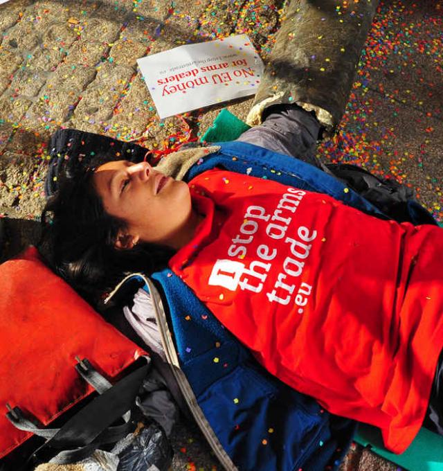 EDA conferentie 2016 activiste in blokkade